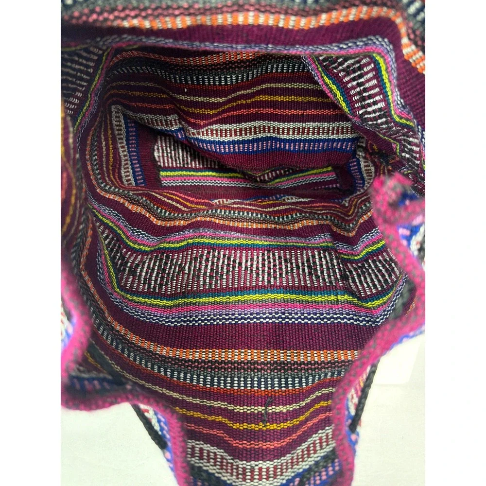 Artesanias Pinzon Woven Backpack Multi Color Striped Boho Bag Made in Mexico